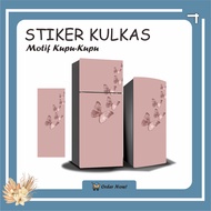 Pink Blue Butterfly Pattern 1 And 2-door Refrigerator Sticker A44