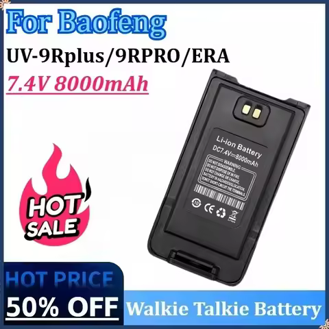 Walkie Talkie Battery for Baofeng UV-9R Pro 7.4V 8000mAh UV9R Plus Enlarge Battery Type-C Charging B