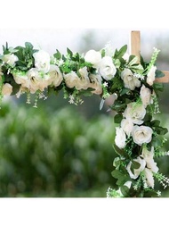 1個婚禮裝飾：模擬玫瑰藤假花用於纏繞天花板、遮蓋空調和水管