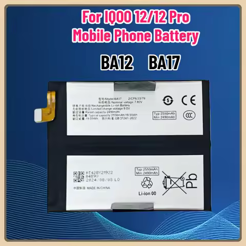 3.91V 5000mAh BA12 BA17 Battery for IQOO 12/12 Pro Mobile Phone Battery
