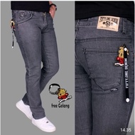 FIFTY ONE DENIM 51-Men's Long Soft Jeans Slim Fit Stretch Pants Grey