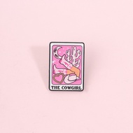 The Cowgirl Tarot Card Brooch Pins Pink Cowgirl Brooch Inspired Badge Backpack Clothes Accessories G