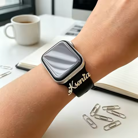 Custom Stainless Steel Apple Watch Bracelet With Name Watch Ring Personalized Name Watch Nameplate B