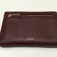 Skagen Compact Flap Leather Wallet 酒紅色 女裝銀包
