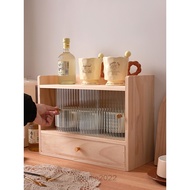 Desk Cup Storage Cabinet Water Cup Wooden Storage Box Desktop Drawer Retro Storage Cabinet Perfume C