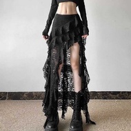 A Gothic Skirt 2000S Summer Women's Clothes Gyaru Kpop Streetwear Lace High Waist Casual Aesthetic