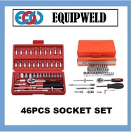 46PCS SOCKET WRENCH SET (1/4)" SPANNER BIT RACHET TOOL BOX CASE CHROME VANADIUM CR-V FOR AUTOMOTIVE 