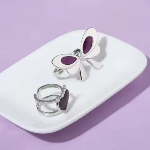 New Popular Game VALORANT Purple Butterfly Ring Set Cosplay Clove Anime Accessories Women's Fashion 