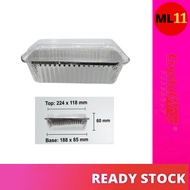 (5 PCS) CRYSTAL WRAP Rectangle Aluminium Foil Tray with Lid 4572-P