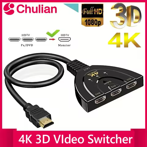 4K*2K 3 Port HDTV-compatible Switch 4K 3D VIdeo Switcher KVM Splitter 3 Input 1 Output Port Hub for 
