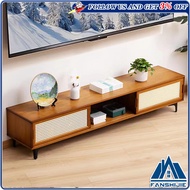 Bamboo TV Consoles TV Cabinet with Breathable Sliding Door Home Coffee Table Tea Table