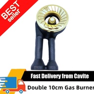 Double 100mm Barrel LPG Burner Glass Top Gas Stove Burner Gold and Black Replacement Parts