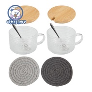 Vintage Coffee Glass Mugs Set of 2, Glass Coffee Tea Cups with Bamboo Lids, Coaster and Spoons,15Oz 