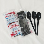 Black spoon - Plastic spoon and fork - clear black and white plastic spoon and fork - spoon and fork