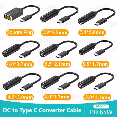 DC Female Input to USB Type-C Output PD65W Fast Charging Cable Adapter Converter 5V/9V/20V for Phone