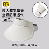 佳睦 防晒帽女款夏天防紫外线夏季遮阳帽子户外可折叠收纳空顶大帽檐海边太阳帽骑行遮阳帽2024新款 米色