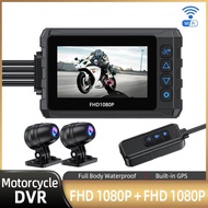 Motorcycle DVR Dual 1080P Full Body Waterproof Moto Camera 3 Inch WiFi GPS Dash Cam Front Rear Drivi