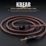 KBEAR 16 core 2-pin IEM headphone cableupgraded HiFi in ear display replacement TRS pure copper exte