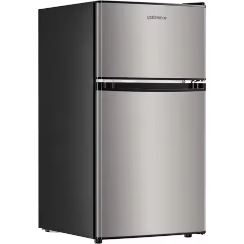 3.2 Cu.Ft Mini Fridge with Freezer, Double Door Mini Fridge, Adjustable Thermostat, Mini Refrigerato