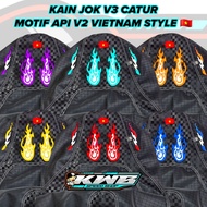Leather Seat Cover V3 Mix Carbon Chess Fire Motif V2 Vietnam Logo Style Universal All Motorcycles Fr