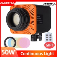 Ambitful 50W studio light 6500K Continuous light adjustable aperture come with color filter paper to