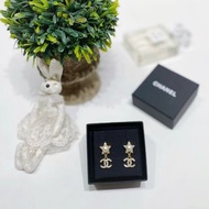 Chanel Metal Pearl Star Earrings
