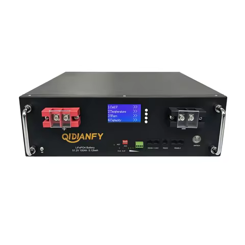 Qidianfy 51.2V 100Ah LiFePO4 Lithium Battery Server Rcak with 100A BMS 6000+ Cycles 5120Wh Capacity