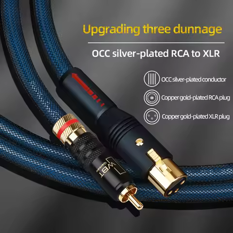 ATAUDIO One Pair Hifi RCA to XLR Cable for Speaker DVD Hi-end OCC Silver Plated Core 2RCA Male to 2X