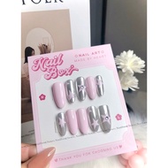 NAILBOX Y2K pink barbie mixed with silver mirror finish and striking star painting (HANDCRAFT UP NAI