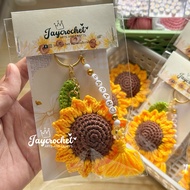 Personalized Crochet Sunflower Keychain Cute Keychain Crochet Keychain