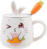 lachineuse Rabbit Collection Mug - Le Coquin - With Lid and Spoon - Capacity: White 2
