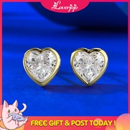 Loverjojo 14K Gold Heart Lab Moissanite Diamond Stud Earring 100% Real 925 Sterling Silver Wedding E