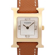 【二手】愛馬仕 HERMES 手錶 H-Watch 白色錶殼 HH1.202c 白色錶殼 GP（鍍金）皮錶帶 H-Watch 女士二手 A