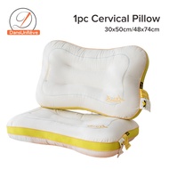 Dansunreve Cervical Pillow for Neck Pain Relief Knitted Fabric Feather Cotton Latex Pieces Filling Pillows Soft Orthopedic Pillow Neck Support Pillow