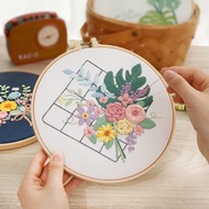 Simple Beginner Flower Embroidery Kit Embroidery diy Material Kit Handmade Self-Embroidery Beginner 