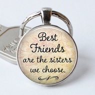 Best friends Friendship Isaac Time Gem Keychain Pendant Metal Key Ring Bag Pendant