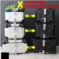 "PREMIUM -X " TOP BOX ALUMINIUM MOTOR DESIGN 2021 MOTORCYCLE PETI 45L 55L 65L KUAT DARIPADA KAPPA