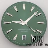 NH 33MM A150 Watch Dial And Hand Set 6 Oclock Date Window Green LuminouSuitable For NH35 Movement Re