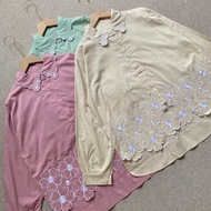 KEMEJA ELVINA Women's Top Shirt Premium Linen Shirt ELVINA Floral Embroidery