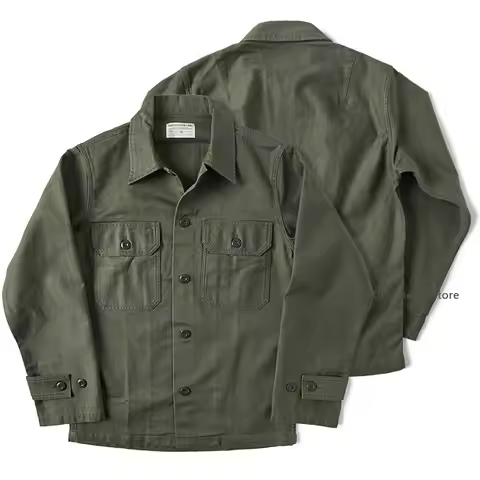 Non Stock Second Generation OG-107 Olive Green Cotton Satin Tooling Shirt Men's Long Sleeve Shirt