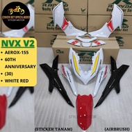 (STICKER TANAM/AIRBRUSH) RAPIDO COVER SET YAMAHA NVX V2 AEROX-155 60TH ANNIVERSARY (30) WHITE/RED