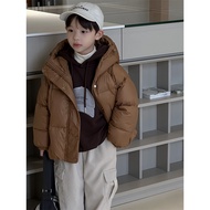 Cheese and Meow Boys Down Jacket Winter 2024 Children Short Hooded White Duck Down Bread Jacket Coat