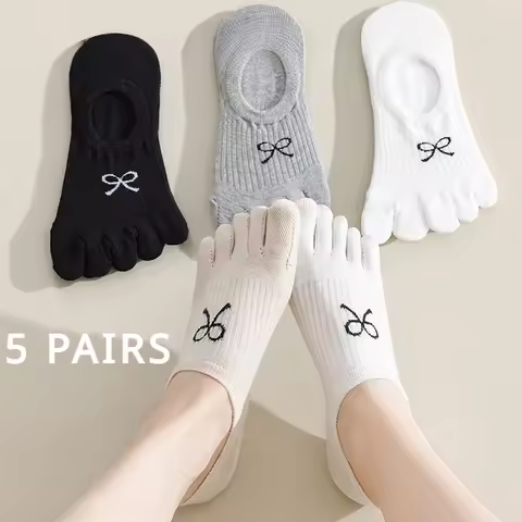 5 Pairs Five Finger Socks Women Anti-slip Cotton Toe Socks with Separate Fingers Sports Summer Thin 