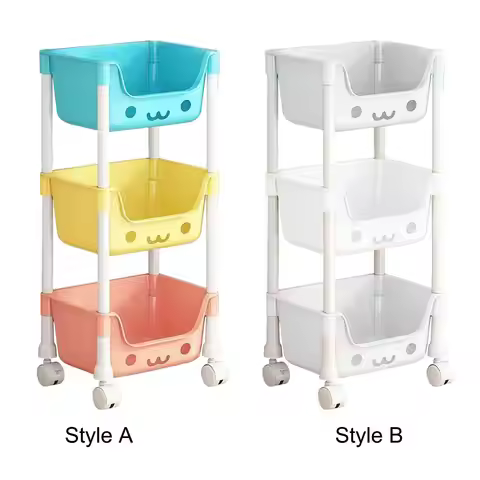 3 Tier Storage Cart with Wheel Household Cart Bathroom Organizer Cart for Laundry Room