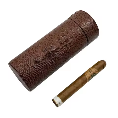Leather Travel Humidor Cigar Box Cedar Wood Portable Cigar Case Humidifier Hygrometer Box Cigar Acce