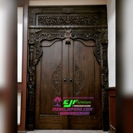 pintu Kupu Tarung Ukir Gebyok Model Terbaru Kayu Jati Jepara Mewah