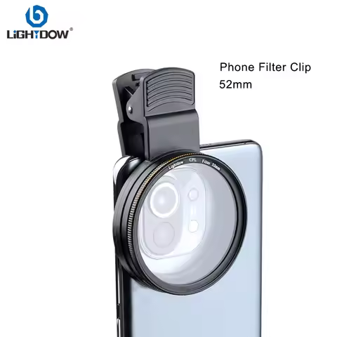 Lightdow 52mm Phone Filter Clip Plastic Filter Holder and CPL Filter for IPhone Huawei Xiaomi Samsun