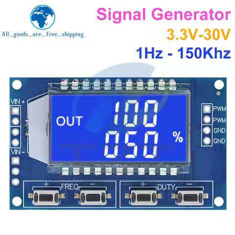 1Hz-150Khz Signal Generator PWM Board Module Pulse Frequency Duty Cycle Adjustable Module LCD Displa