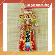 Set of red Ao Dai for Mother Dieu Tri and Lord of the Land, 42cm tall