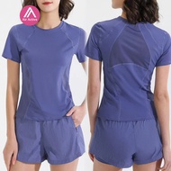 Casual Sports Set Mesh-stitching Sports T-shirt And Lining Shorts Running Fitness